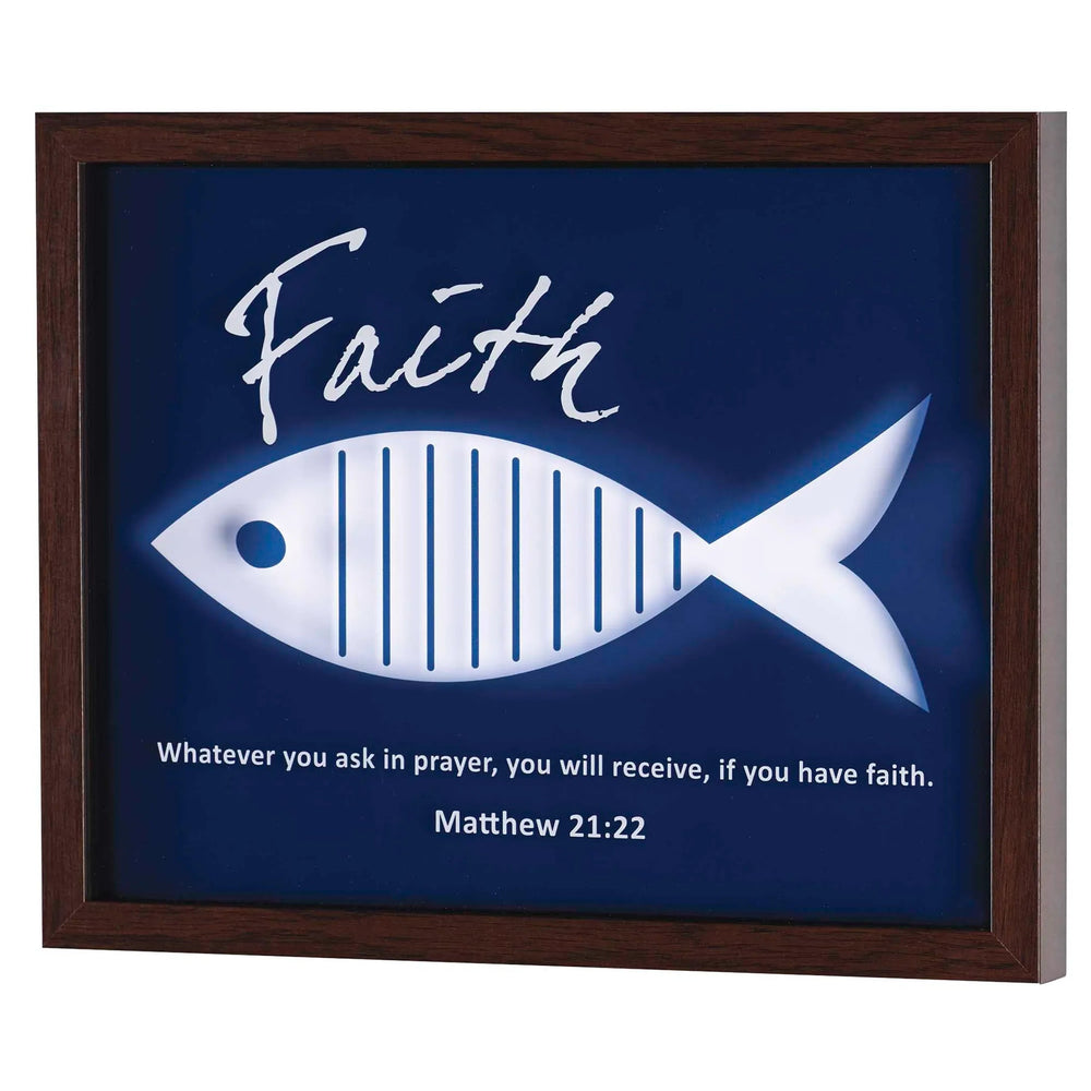 Framed Wall Art Navy White Faith Fish — supplier product image