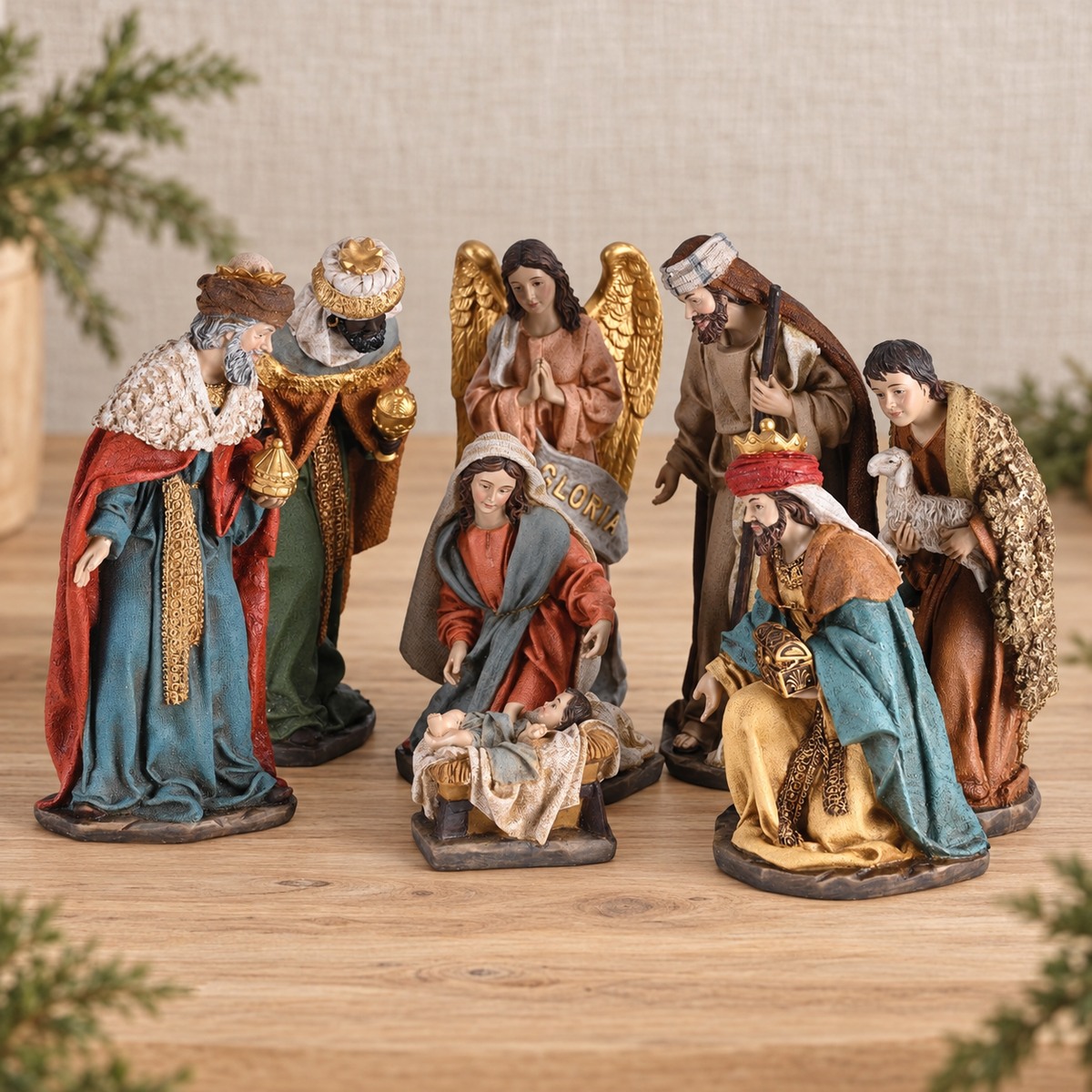Nativity Set: Full-Color Holy Family — 10-Inch — Psalm & Cedar editorial product image