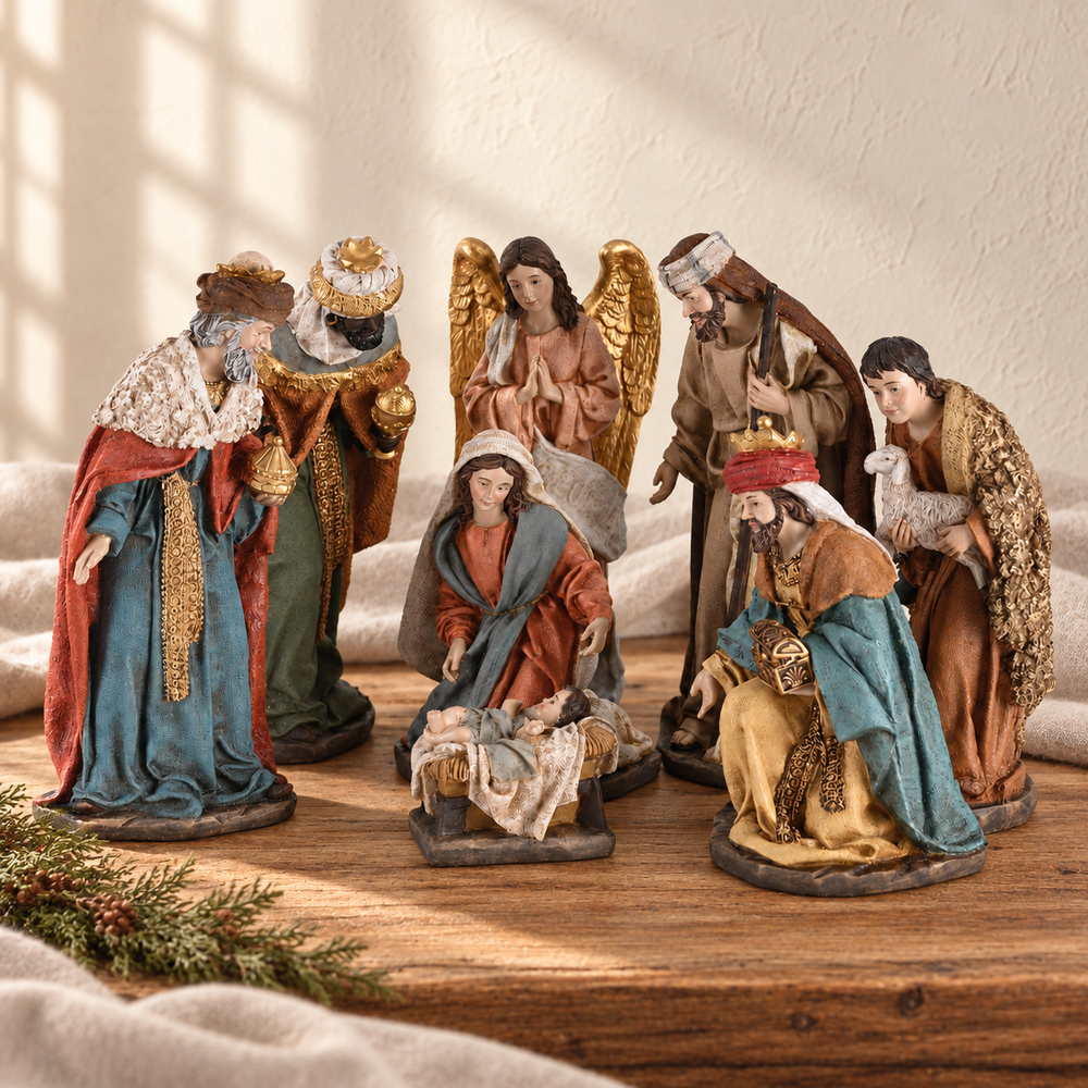 Nativity Set: Full-Color Holy Family — 10-Inch — front view