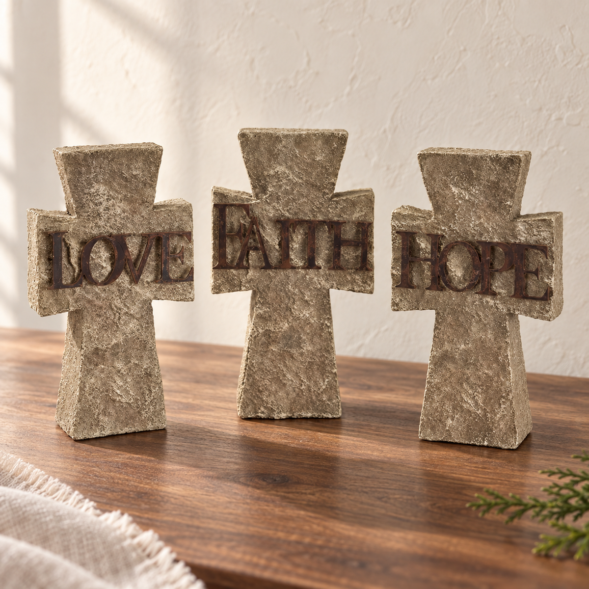 Decorative Cross: Hope, Faith & Love Crosses — Set of 3 — alternate view