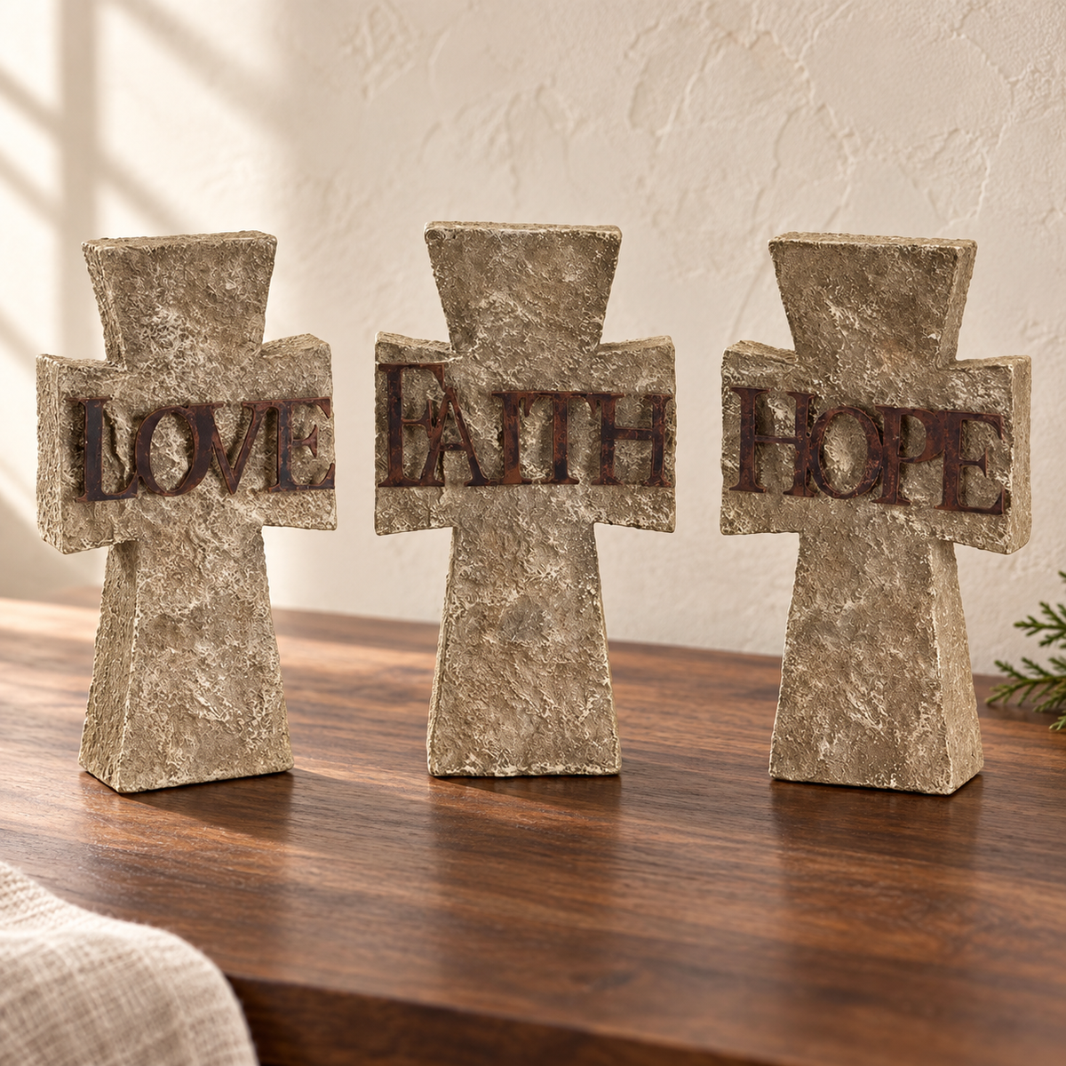 Decorative Cross: Hope, Faith & Love Crosses — Set of 3 — detail view