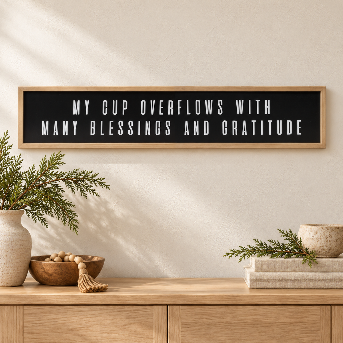 Wall Plaque: My Cup Overflows — 47.25-Inch — Psalm & Cedar editorial product image