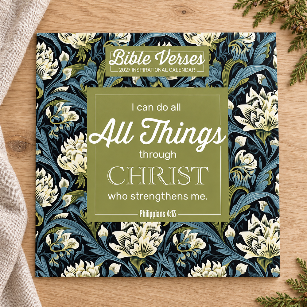 Calendar: 2027 Scripture & Floral Wall — 12 × 12 Inches — Psalm & Cedar editorial product image