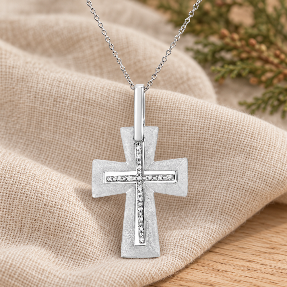 Necklace: Diamond Cross — 18-Inch — Psalm & Cedar editorial product image