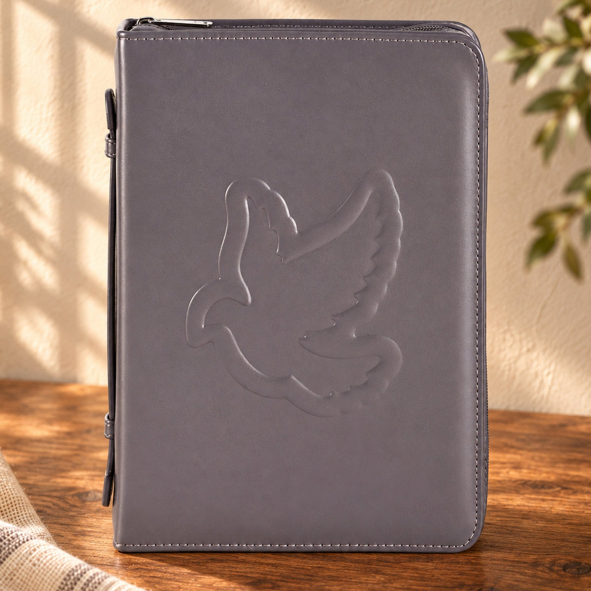 Bible Cover: Embossed Dove — Gray, Extra Large — Psalm & Cedar