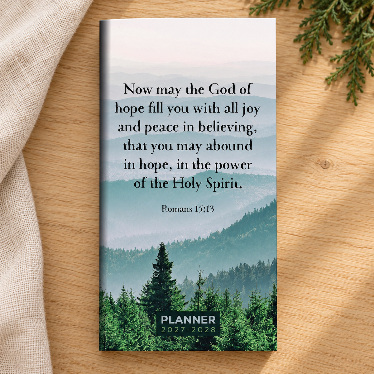 Planner: 2027–2028 Bible Verse Pocket — Psalm & Cedar editorial product image