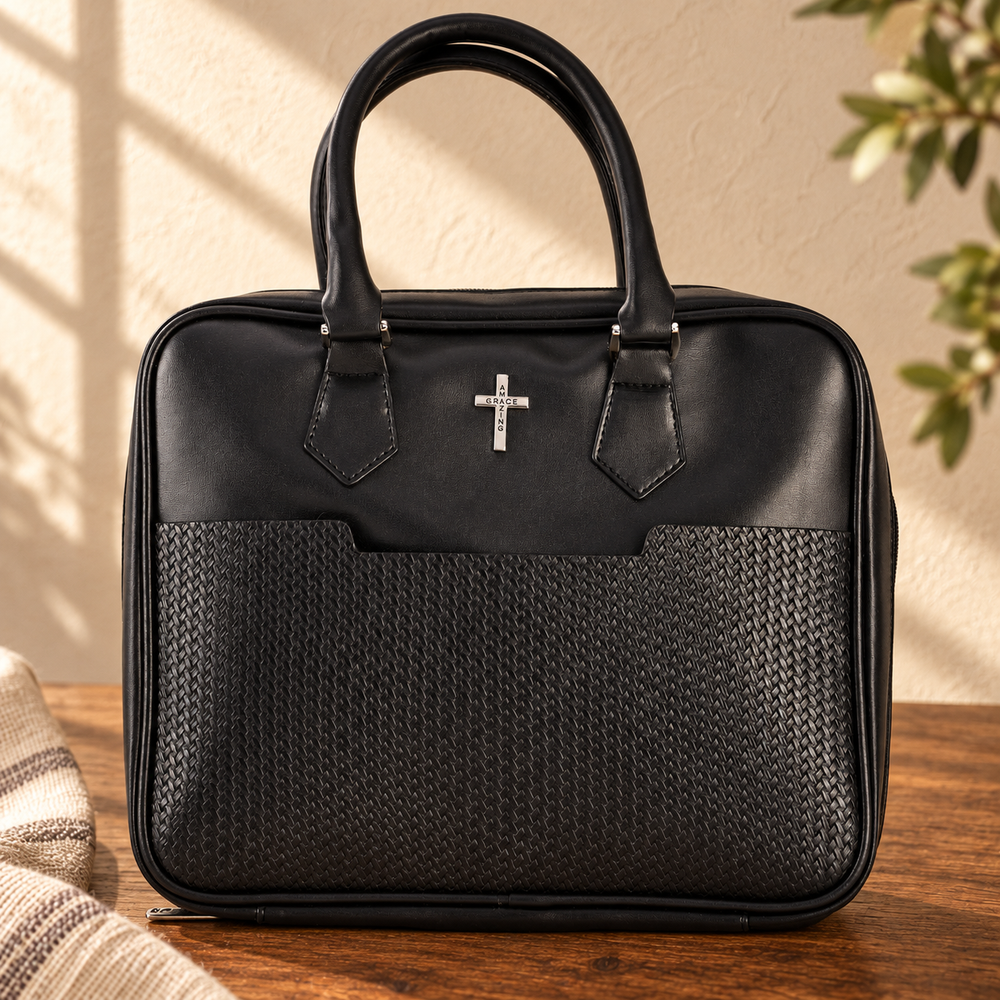 Amazing Grace Bible Cover — Black, Extra Large