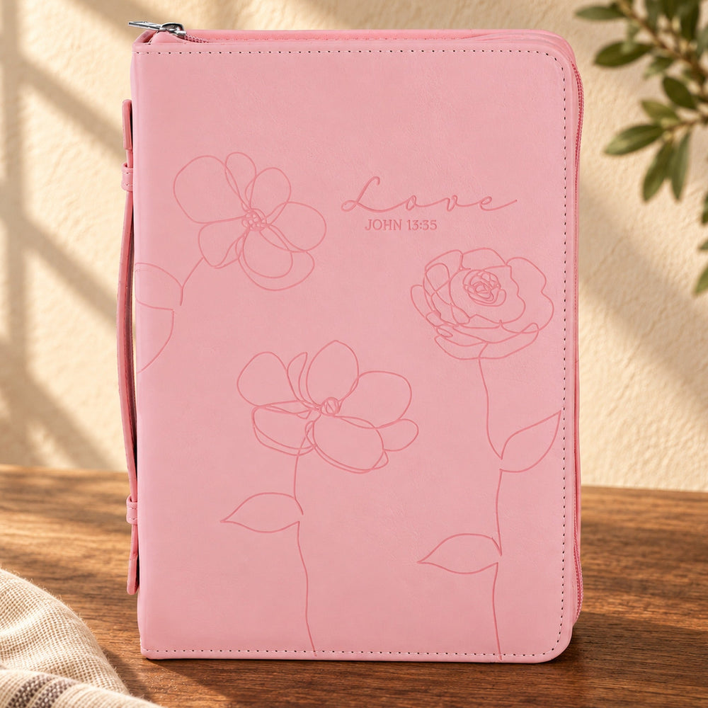 Bible Cover: Love Floral — Pink, Extra Large — Psalm & Cedar
