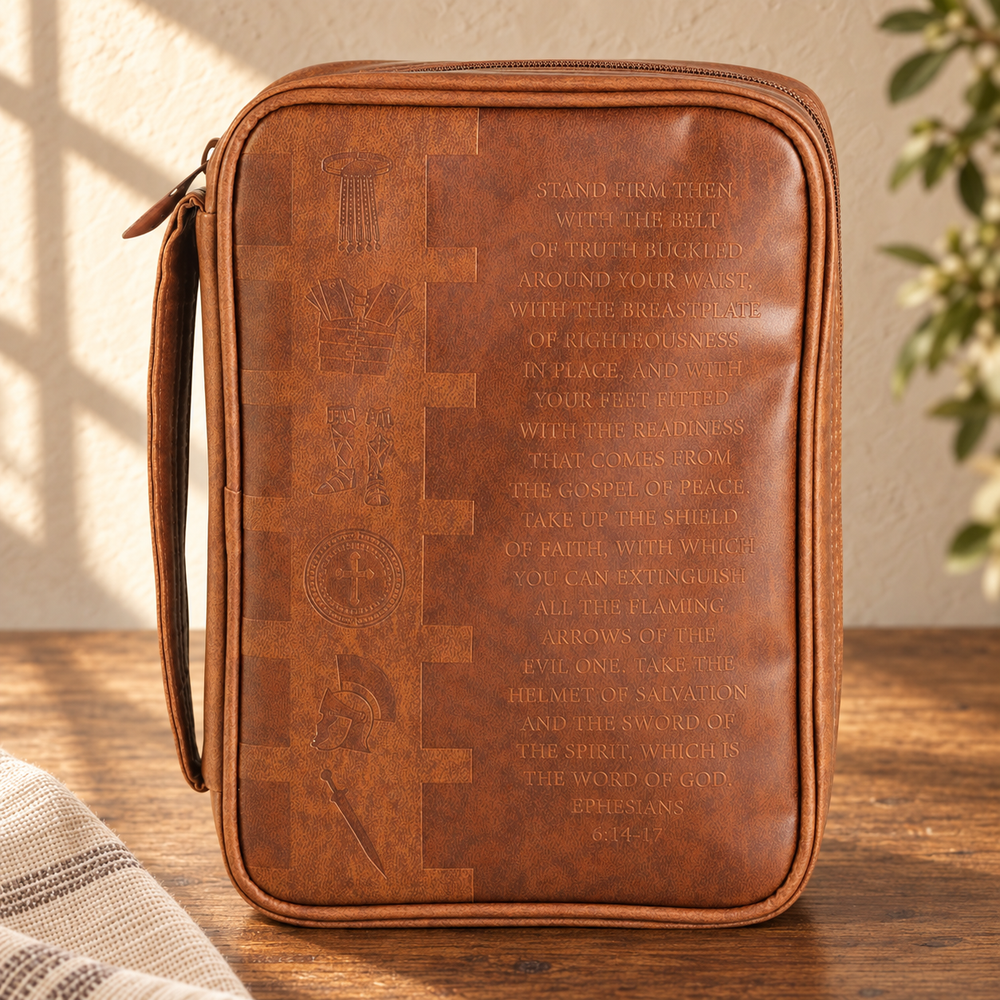 Full Armor of God Bible Cover — Brown Vinyl
