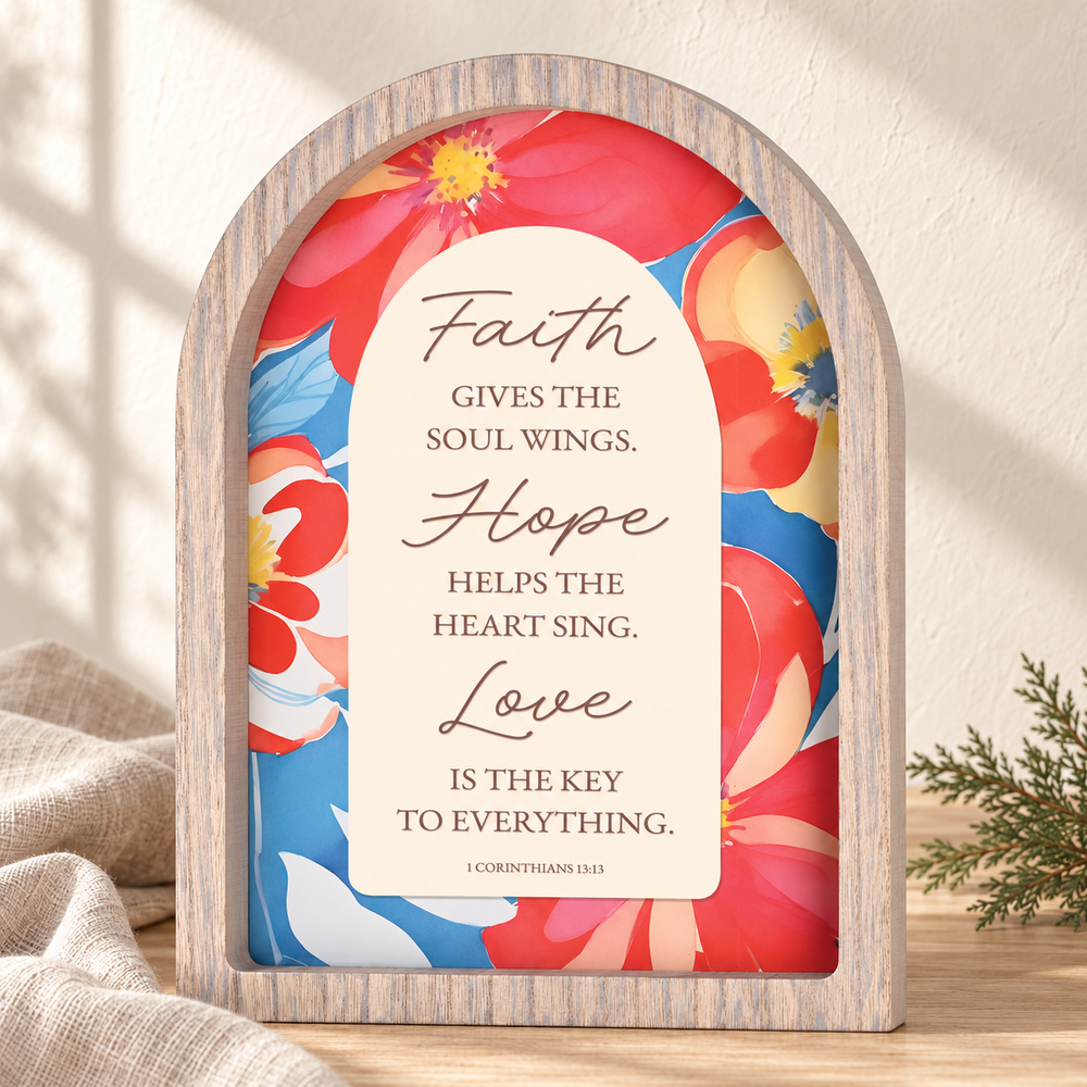 Framed Wall Art: Faith & Floral Message — Gray, 11 × 15 Inches — Psalm & Cedar editorial product image
