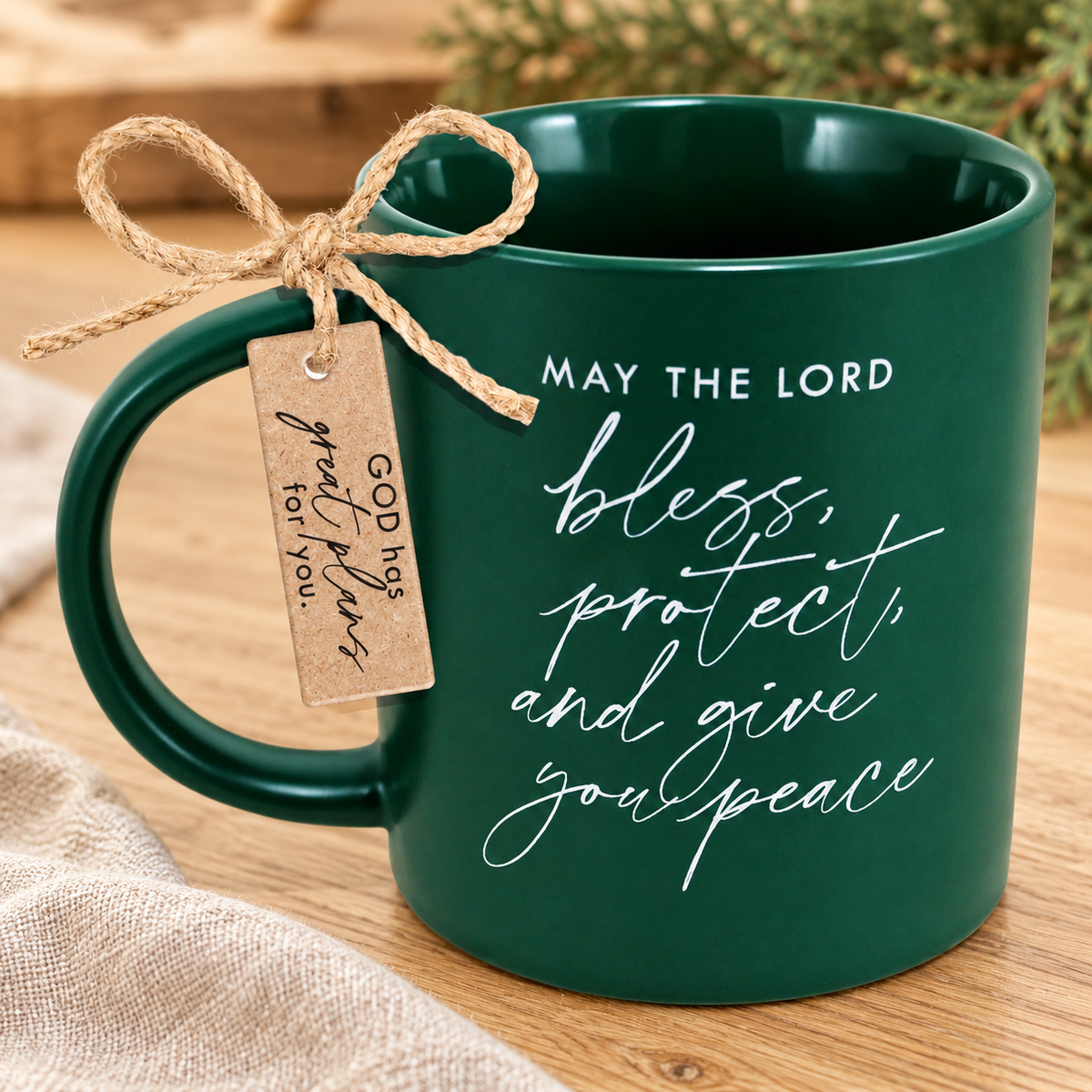Mug: May the Lord Bless You — Green — Psalm & Cedar editorial product image