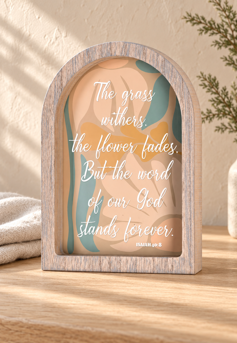 Framed Wall Art: The Grass Withers — Gray, 9 × 13 Inches — Psalm & Cedar editorial product image