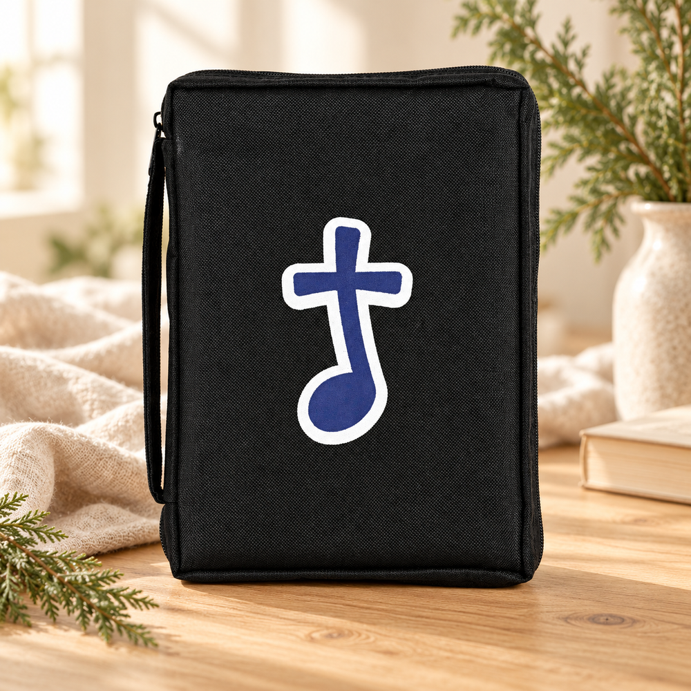 Bible Cover: Blue Music Note — Black, Large — Psalm & Cedar editorial product image