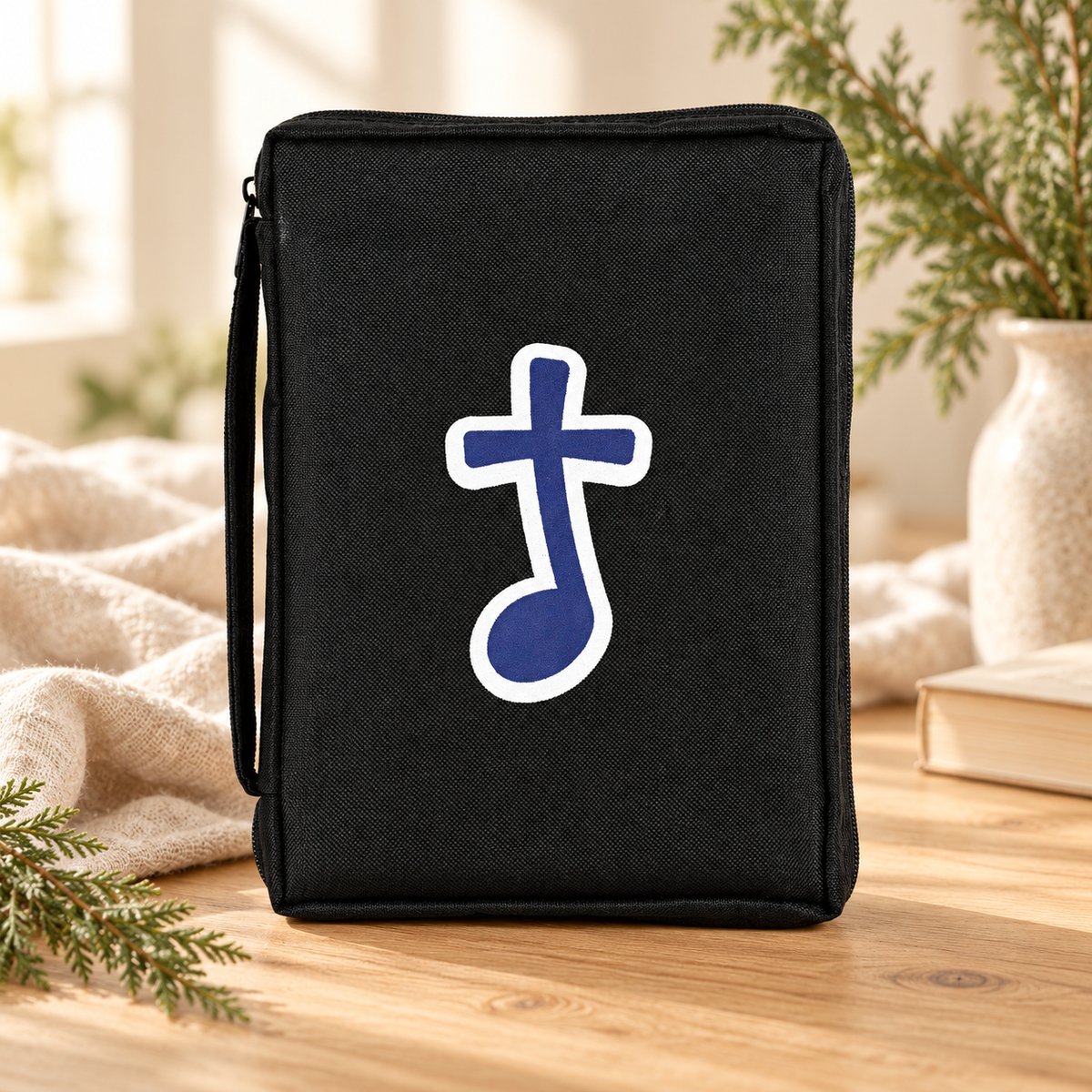 Bible Cover: Blue Music Note — Black, Large — Psalm & Cedar editorial product image