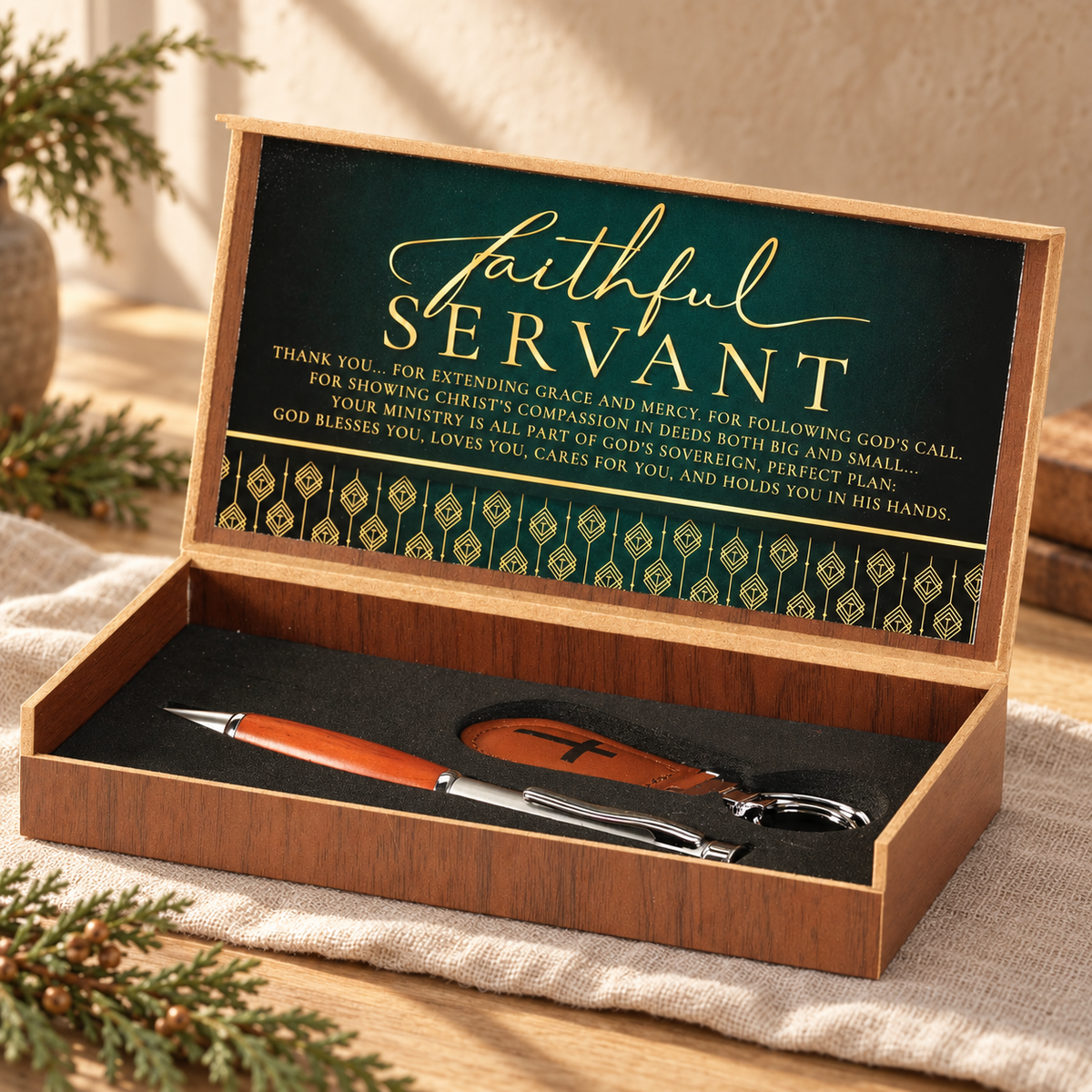 Pen/Key Set Faithful Servant Poem — Psalm & Cedar editorial product image