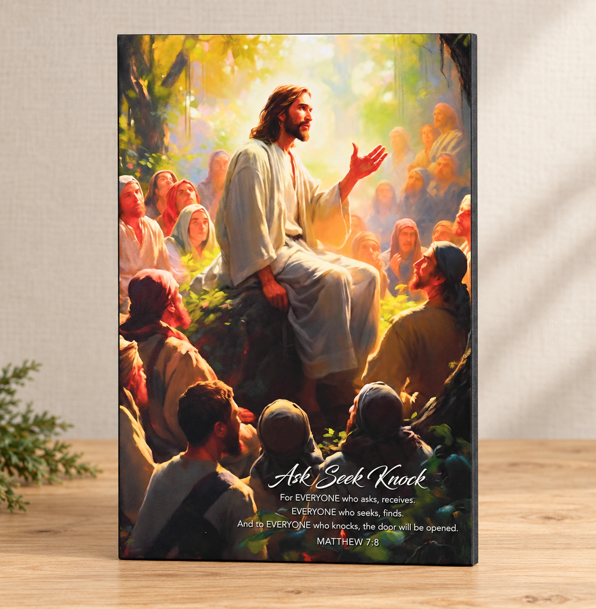 Wall Plaque: Ask Seek Knock — Psalm & Cedar editorial product image