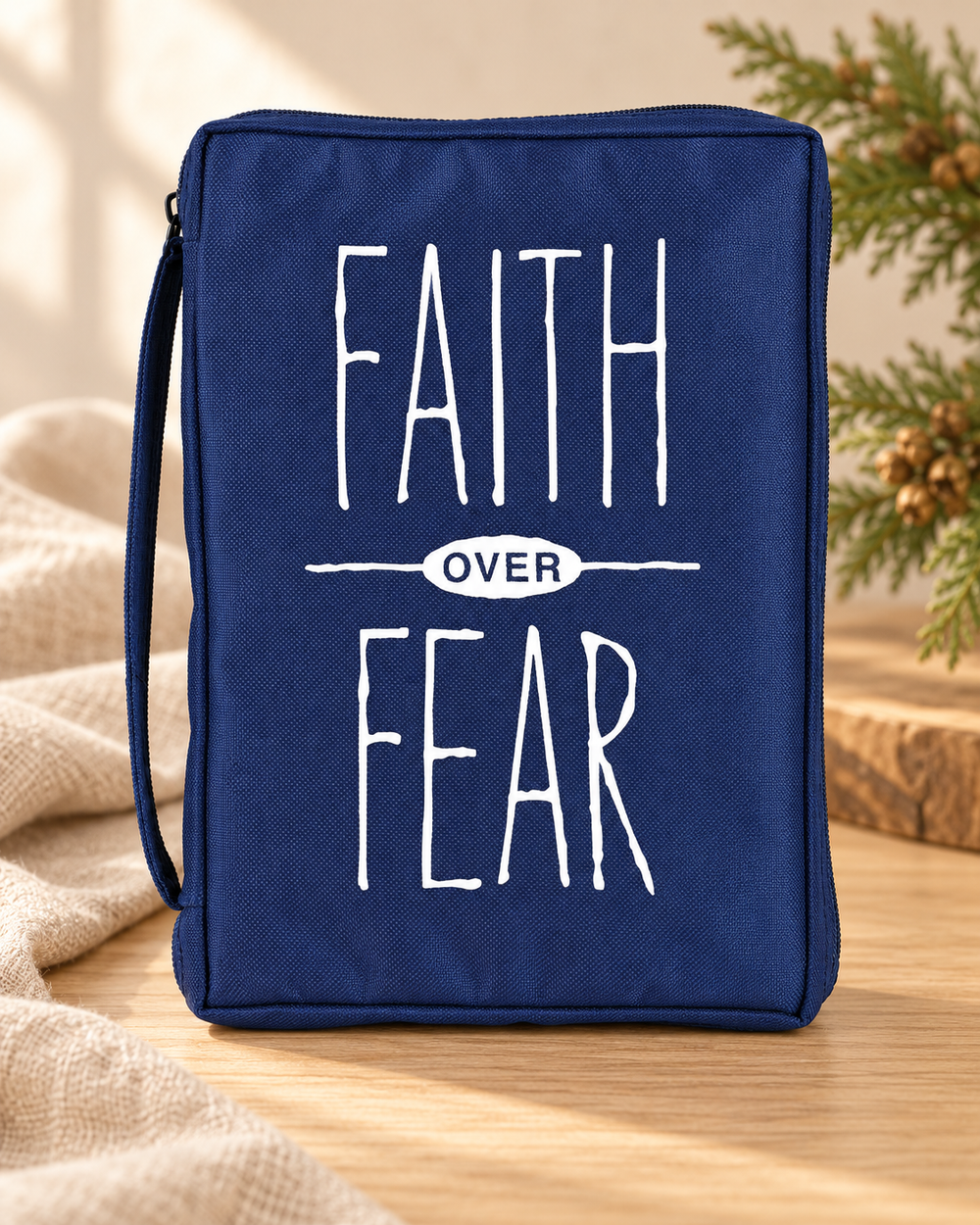 Bible Case Faith Over Fear Navy — Psalm & Cedar editorial product image