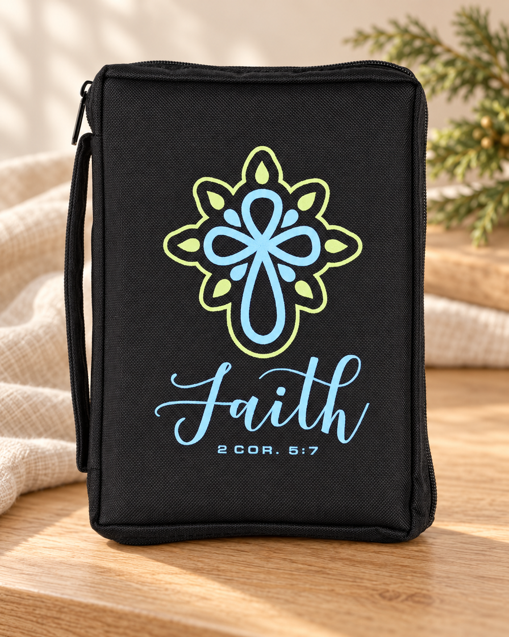 Bible Case Cross Faith 2 Cor. 5:7 Large — Psalm & Cedar editorial product image