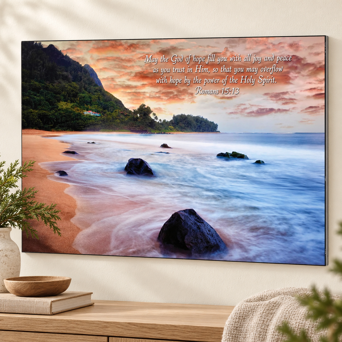 Wall Plaque: May the God of Hope — Romans 15:13 — Psalm & Cedar editorial product image