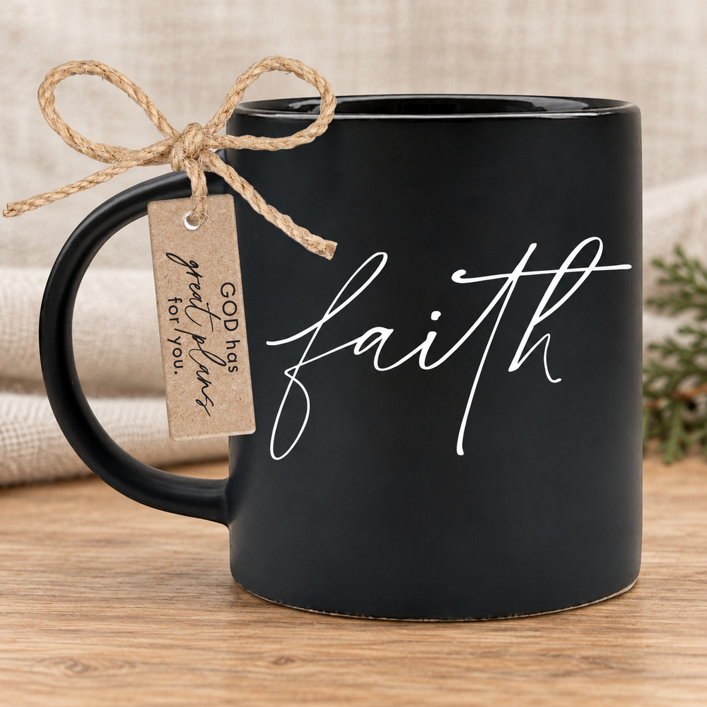 Mug: Trust in the Lord — Black, 18 oz — Psalm & Cedar editorial product image