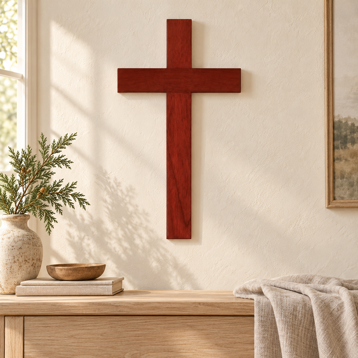 Wood Mahogany Wall Cross — Psalm & Cedar editorial product image