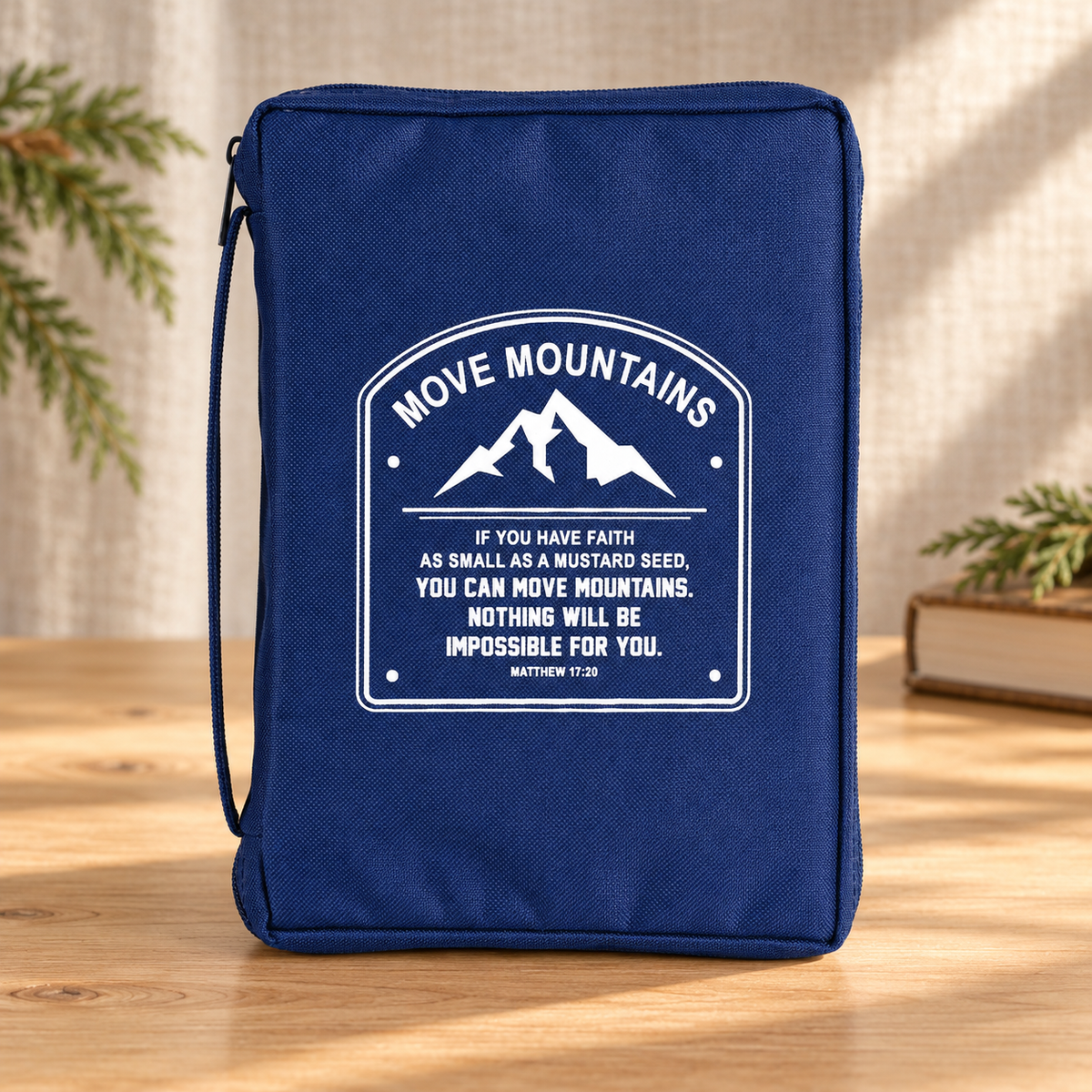 Bible Cover: Move Mountains — Navy — Psalm & Cedar editorial product image
