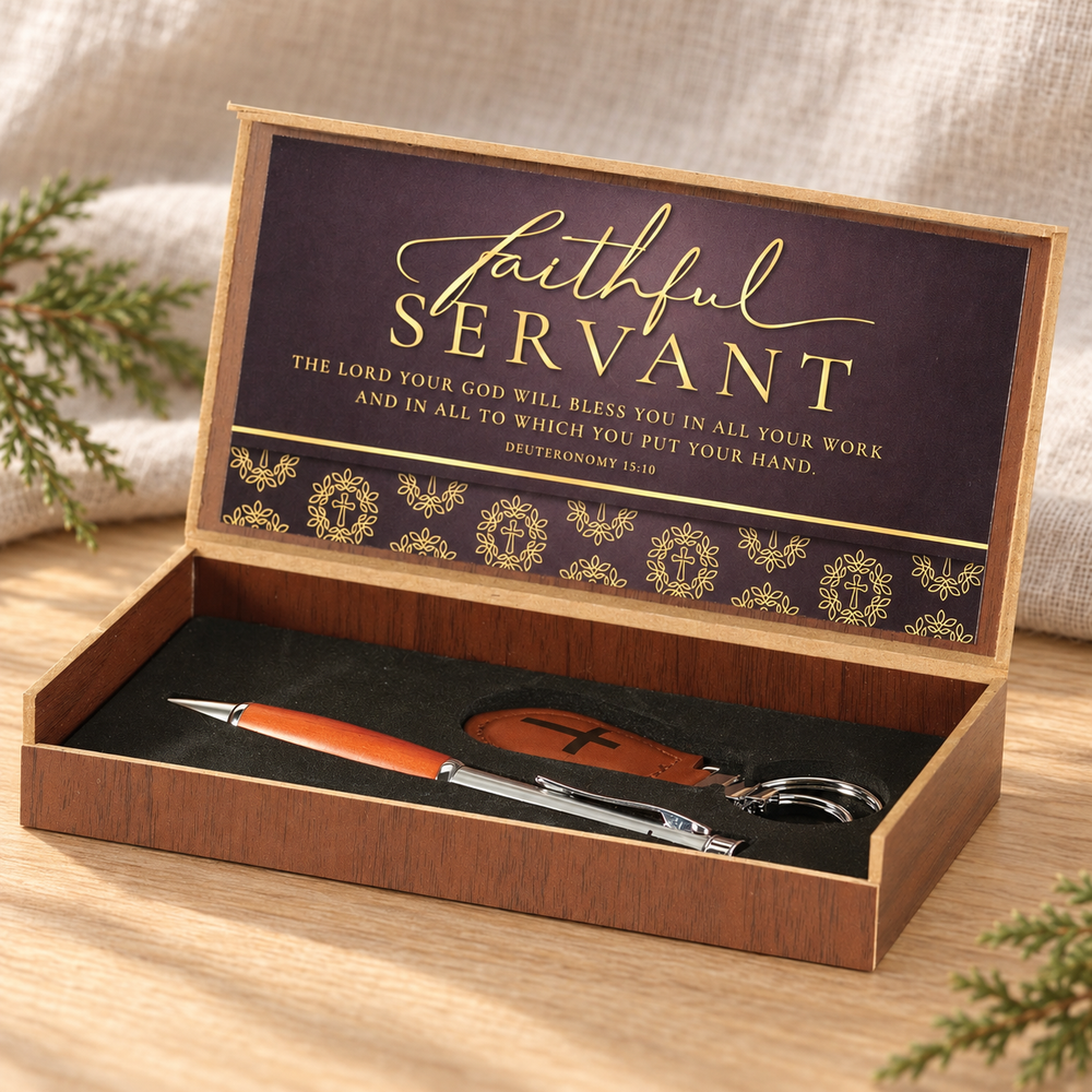 Pen/Key Set Faithful Servant Deut. 15:10 — Psalm & Cedar editorial product image