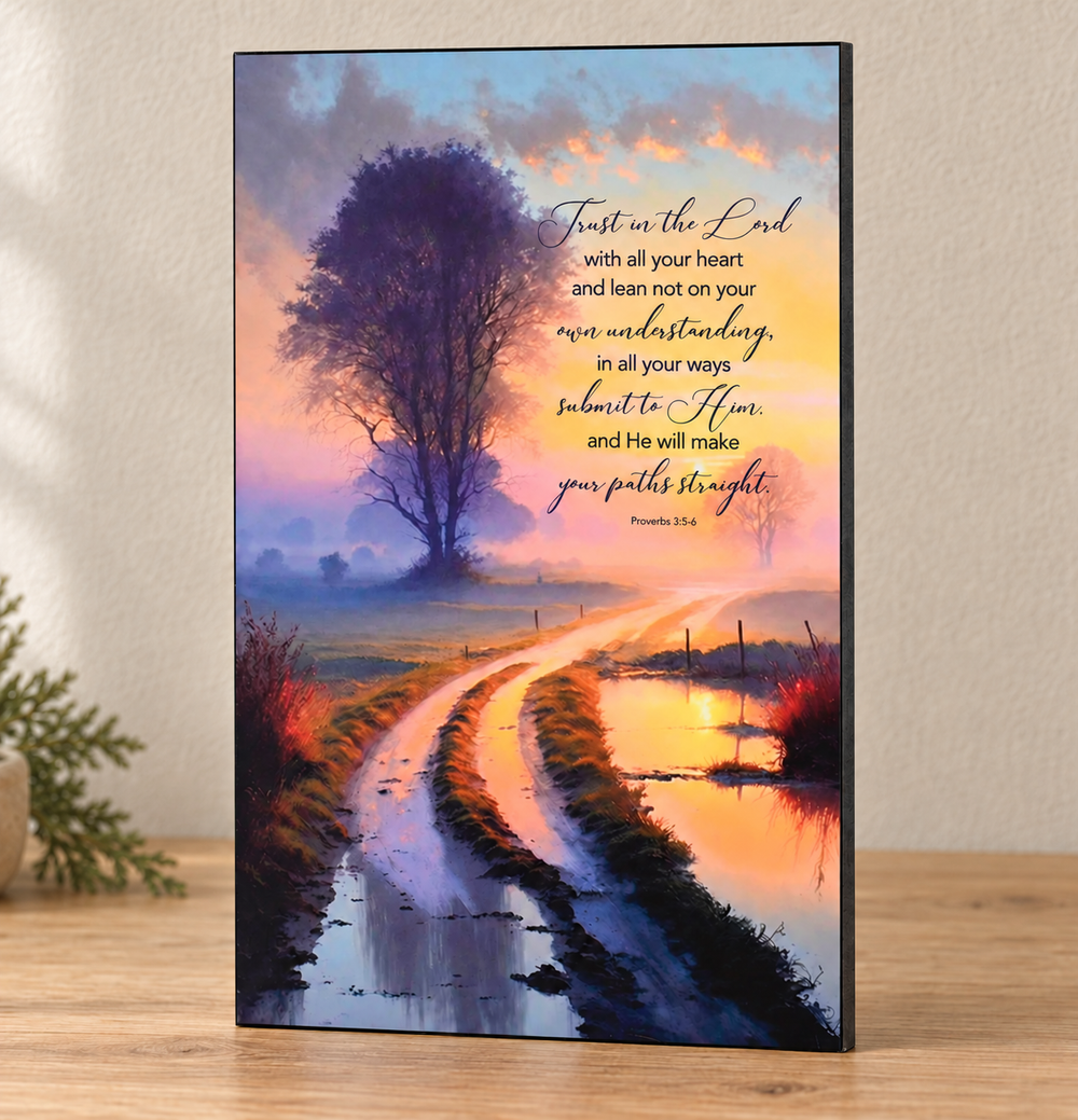 Wall Plaque: Trust in the Lord — Proverbs 3:5–6 — Psalm & Cedar editorial product image