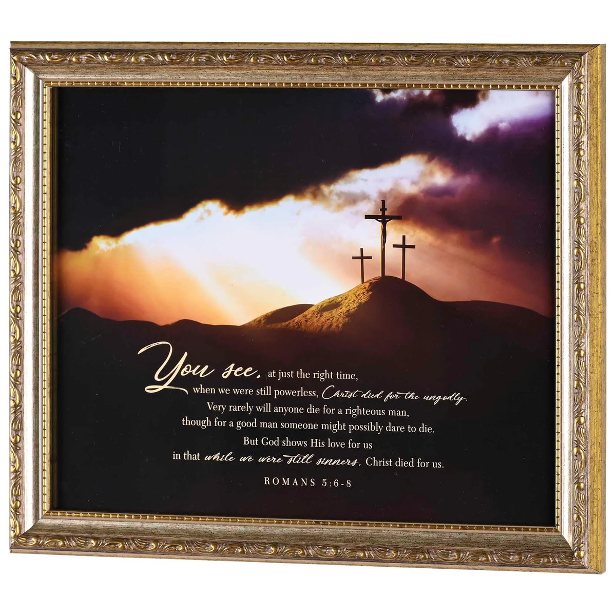 Framed Wall Art: Christ Died for Us — Romans 5:6–8