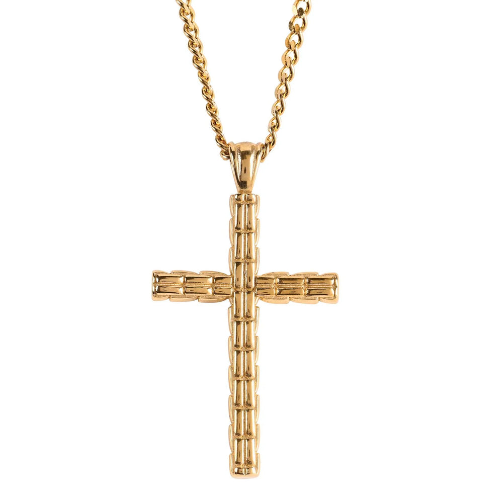 Necklace: Box Cross — Gold-Plated, 24-Inch Chain — supplier product image