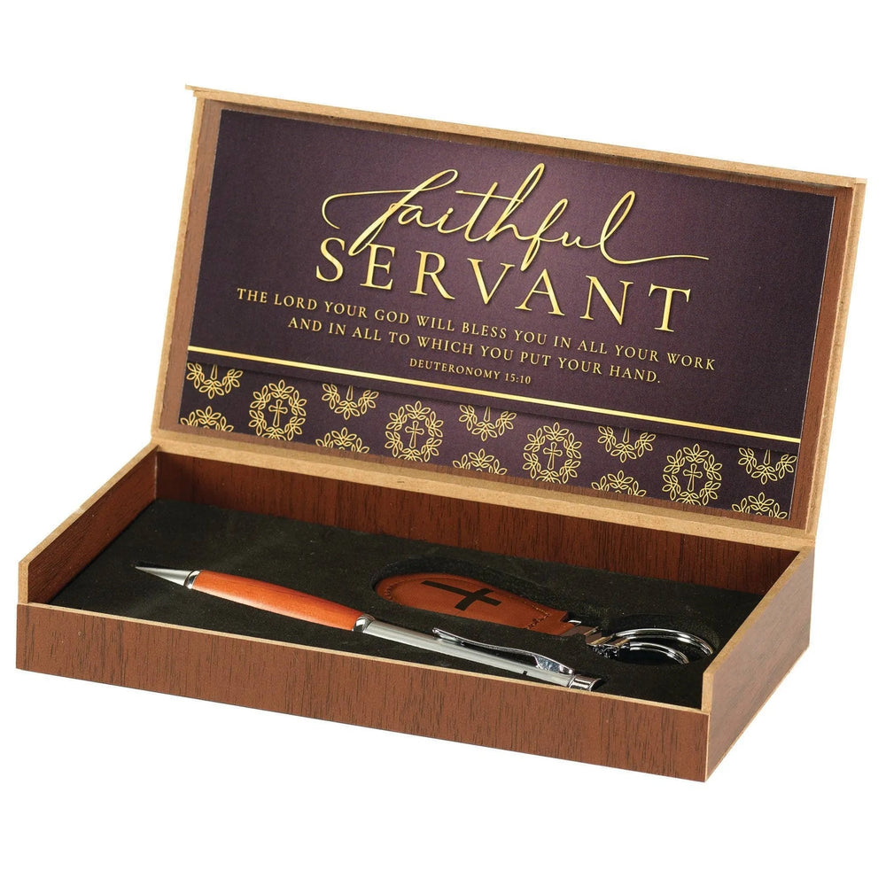 Pen/Key Set Faithful Servant Deut. 15:10 — supplier product image