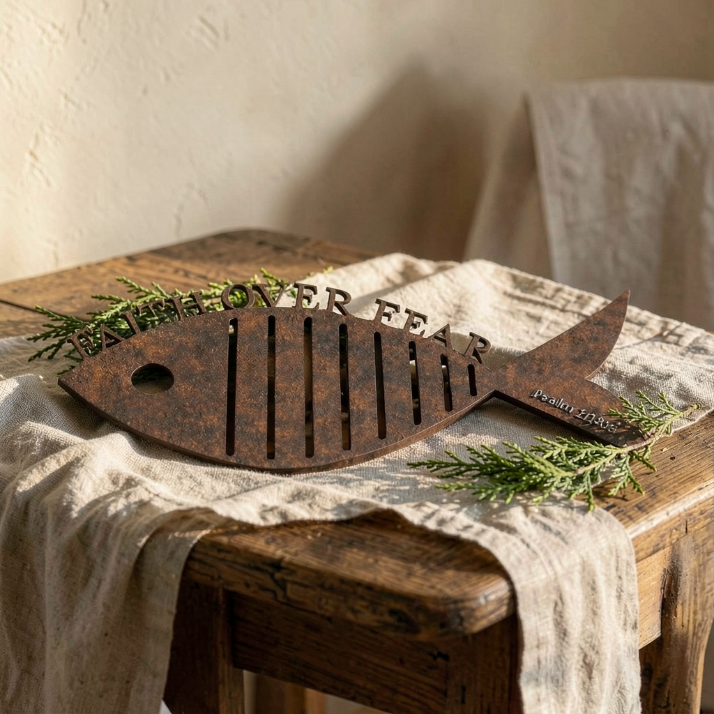 Wall Hanging Metal Fish Faith Over Fear — P&C Studio cf5f6779-8b1f-4263-a921-9d4e52a1c299 — 3/3