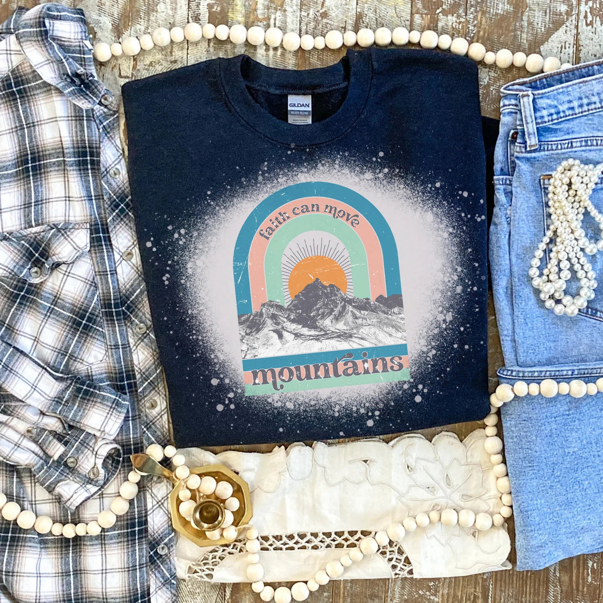 Faith Can Move Mountains Bleached Shirt — supplier product image