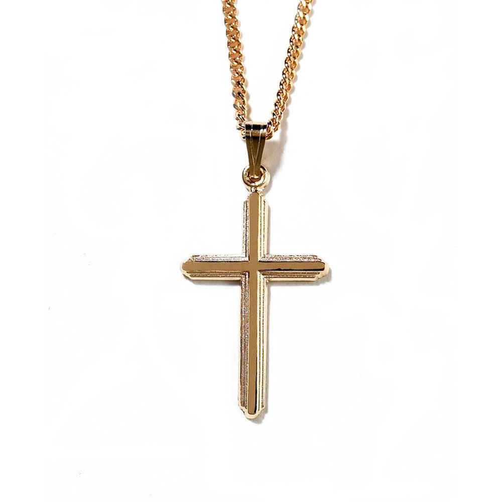 Necklace: Cross — Gold-Plated, 18-Inch Chain — supplier product image