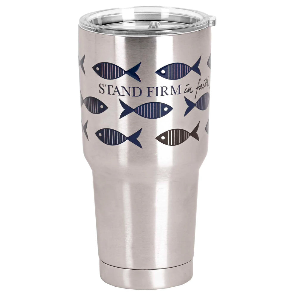 Tumbler: Stand Firm in Faith — Silver, 30 oz — supplier product image