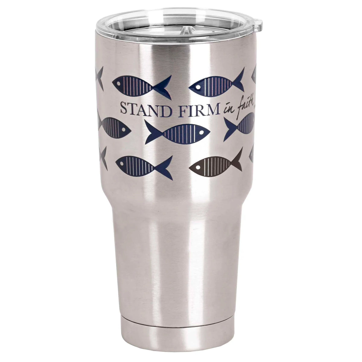 Tumbler: Stand Firm in Faith — Silver, 30 oz — supplier product image