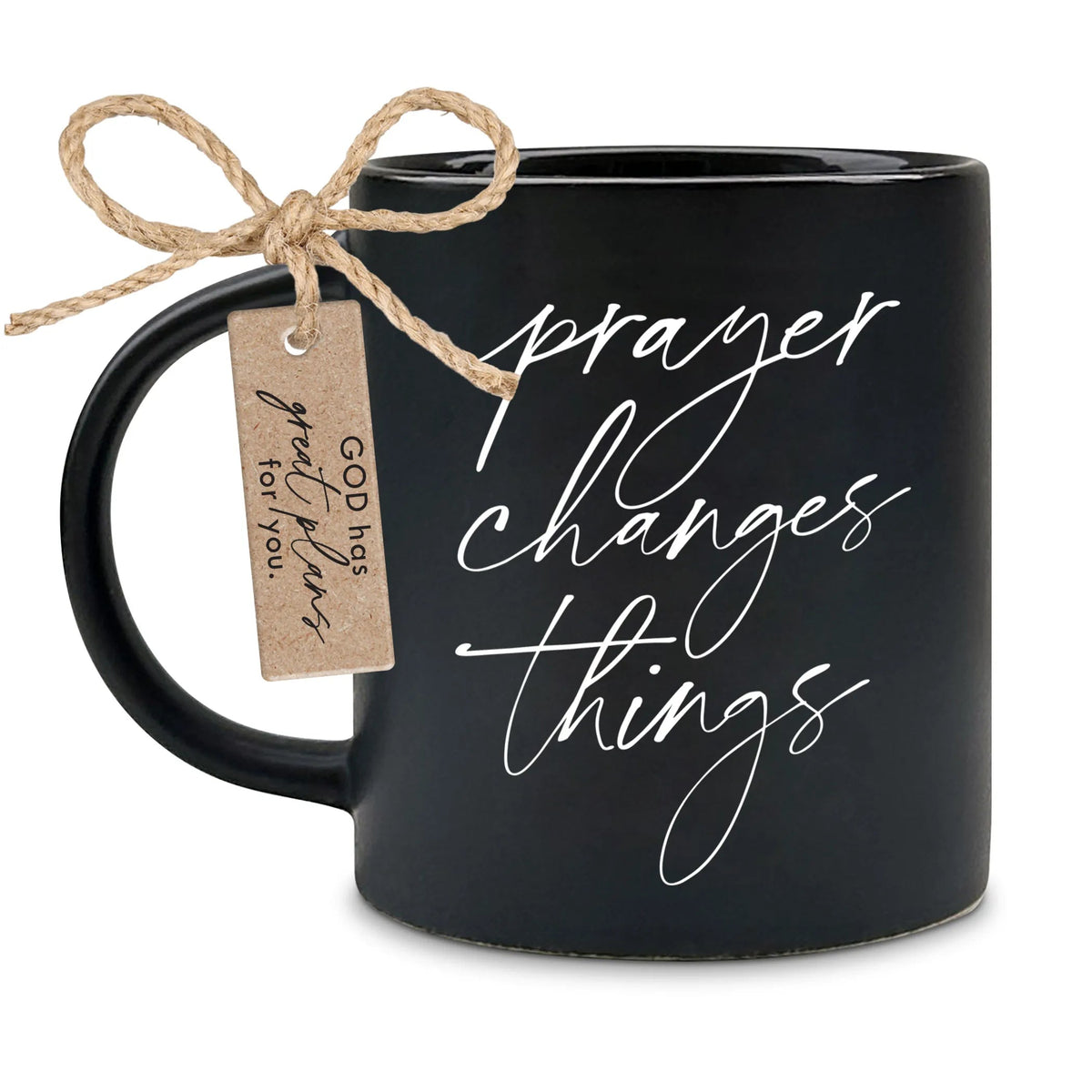 Mug: Prayer Changes Things — Black, 18 oz — supplier product image