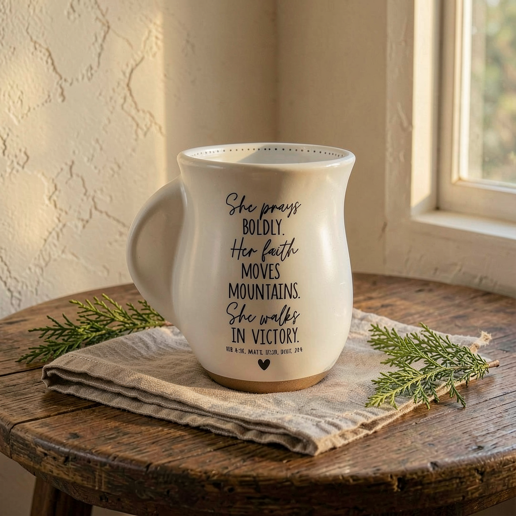 Handwarmer Mug She Prays Boldly — P&C Studio 00b7f53f-b7c9-44ab-a959-85f7b79a8132 — 1/3