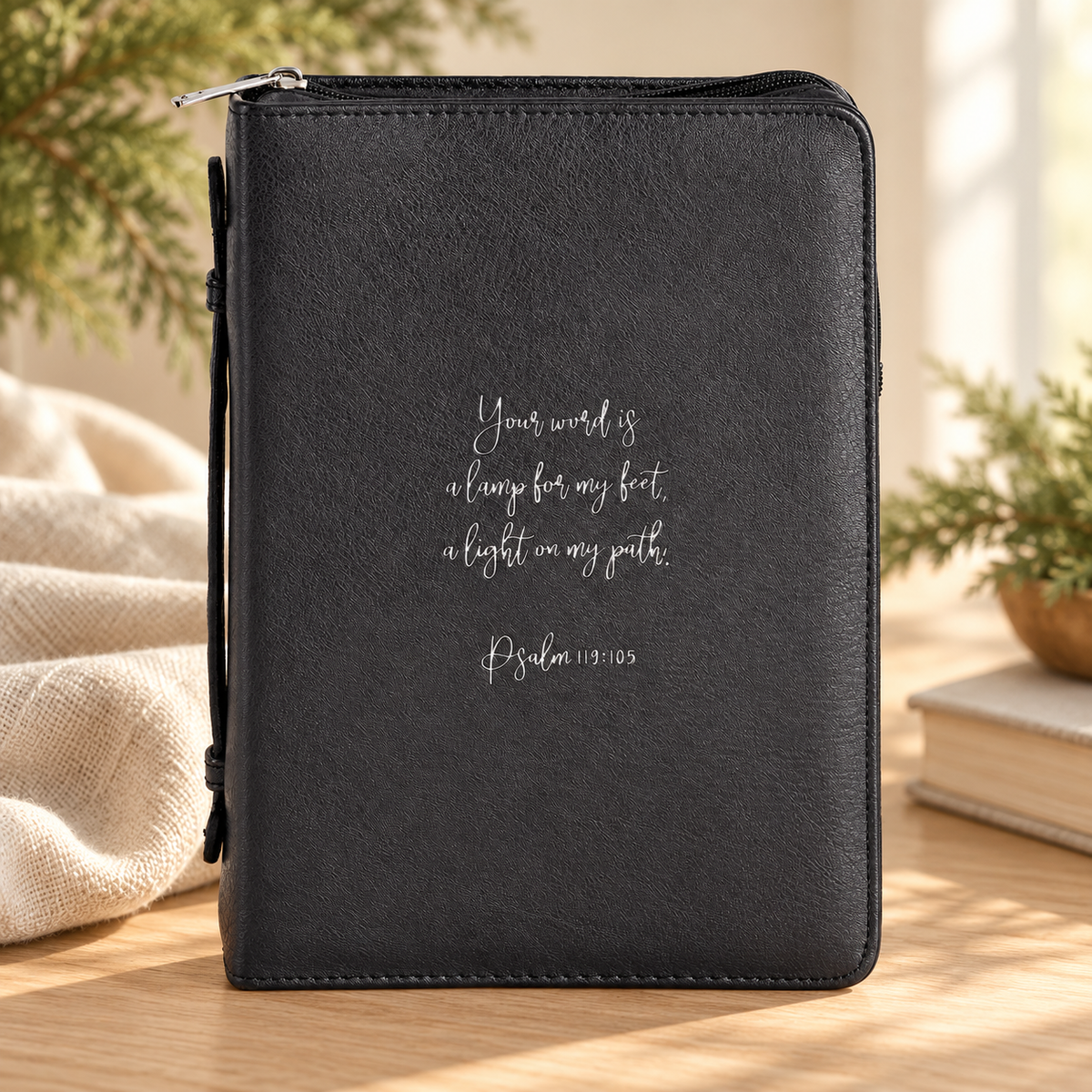Bible Cover: Your Word — Black, Extra Large — Psalm & Cedar editorial product image