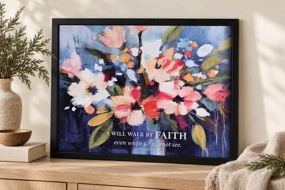 Framed Wall Art Walk By Faith Floral — Psalm & Cedar editorial product image