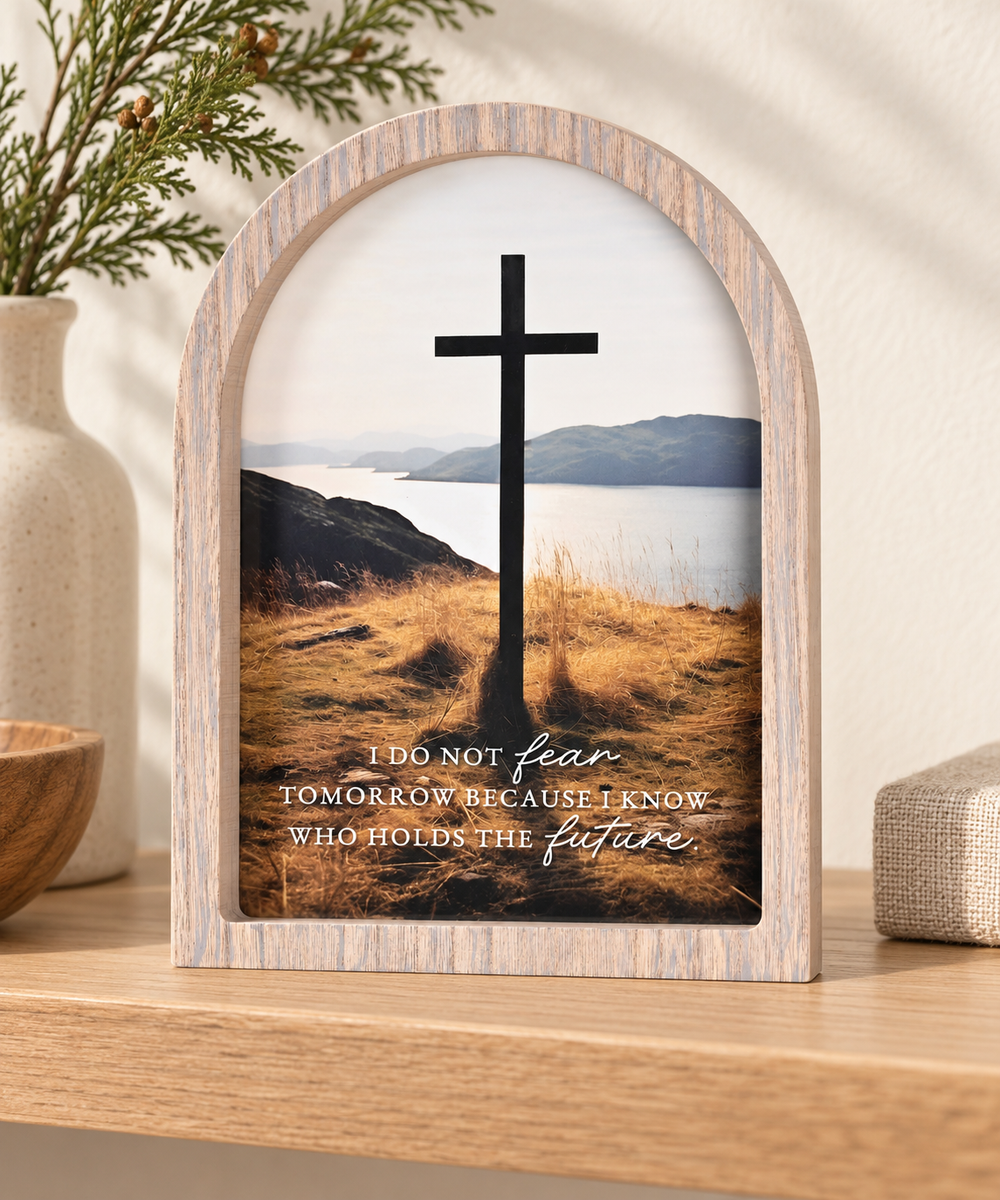 Framed Arch Cross I Do Not Gray 11x15 — Psalm & Cedar editorial product image