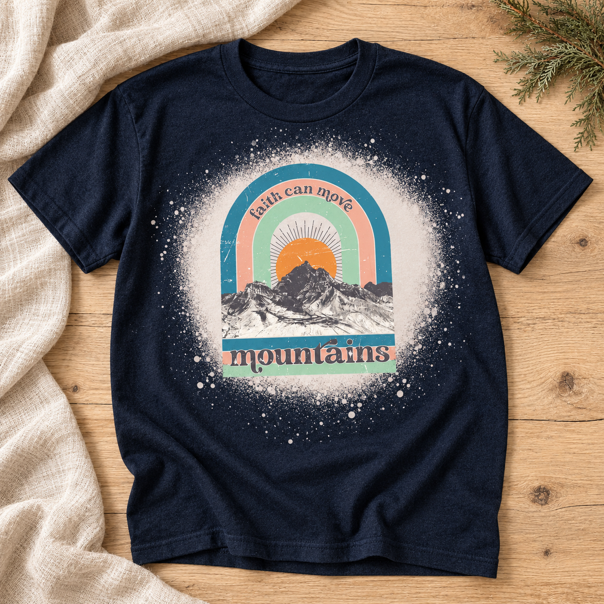 Faith Can Move Mountains Bleached Shirt — Psalm & Cedar editorial product image