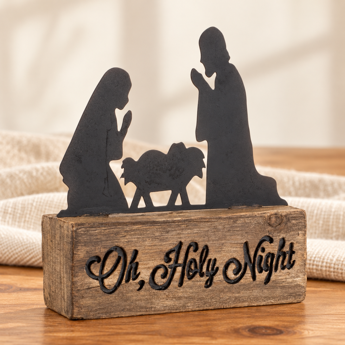 Holy Family sentiment block Oh Holy Night