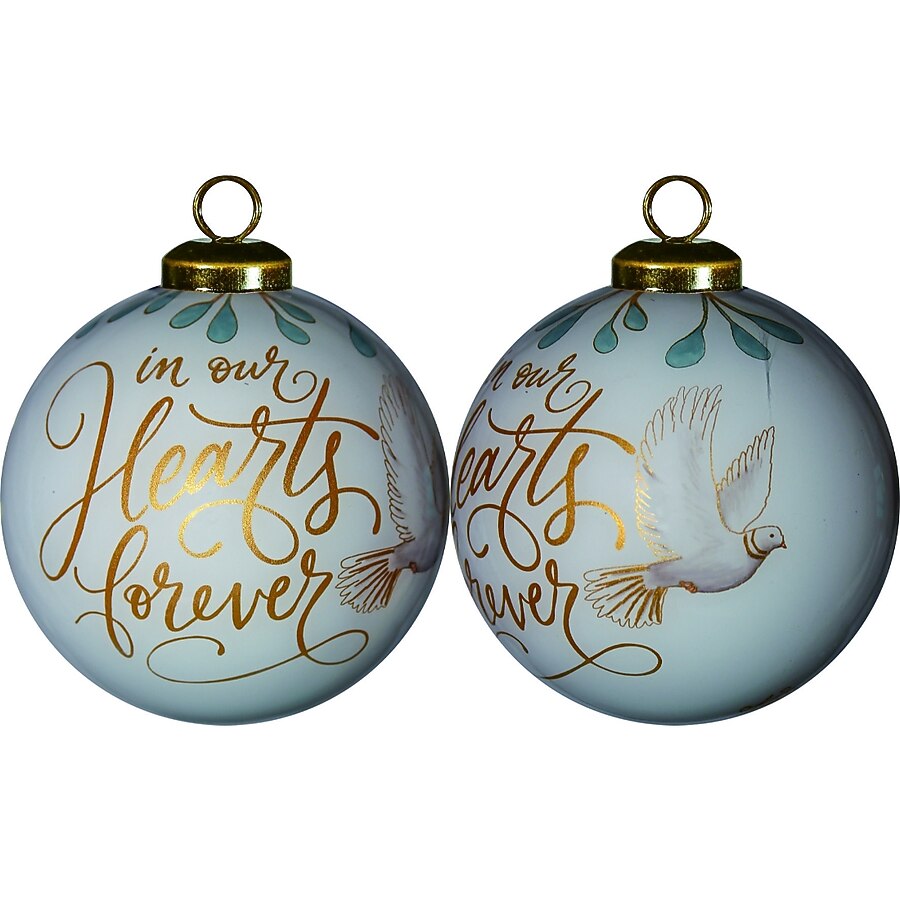 In Our Hearts Forever hand-painted mouth-blown glass ornament