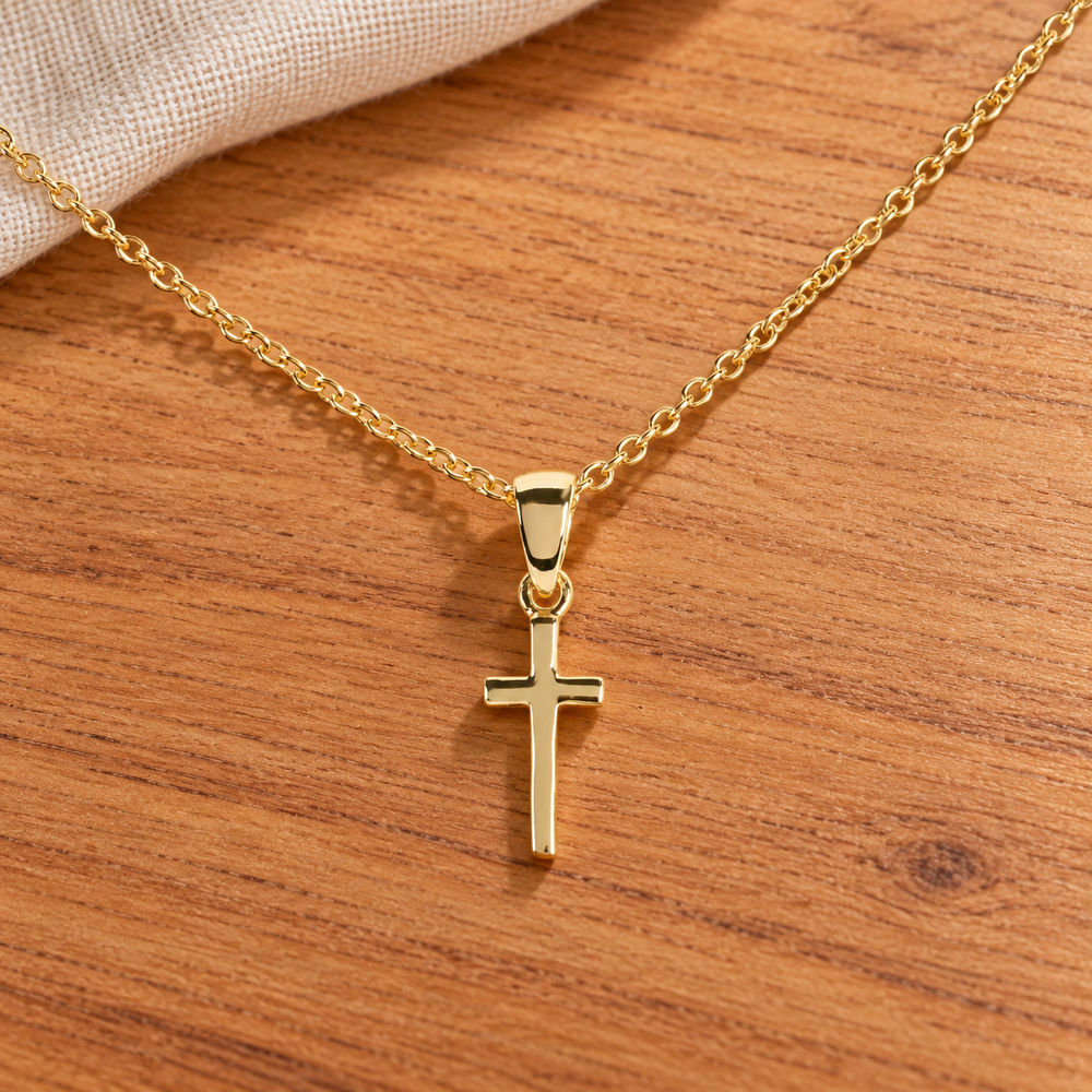 Decorative Cross: Mini Box Cross, Gold Plated