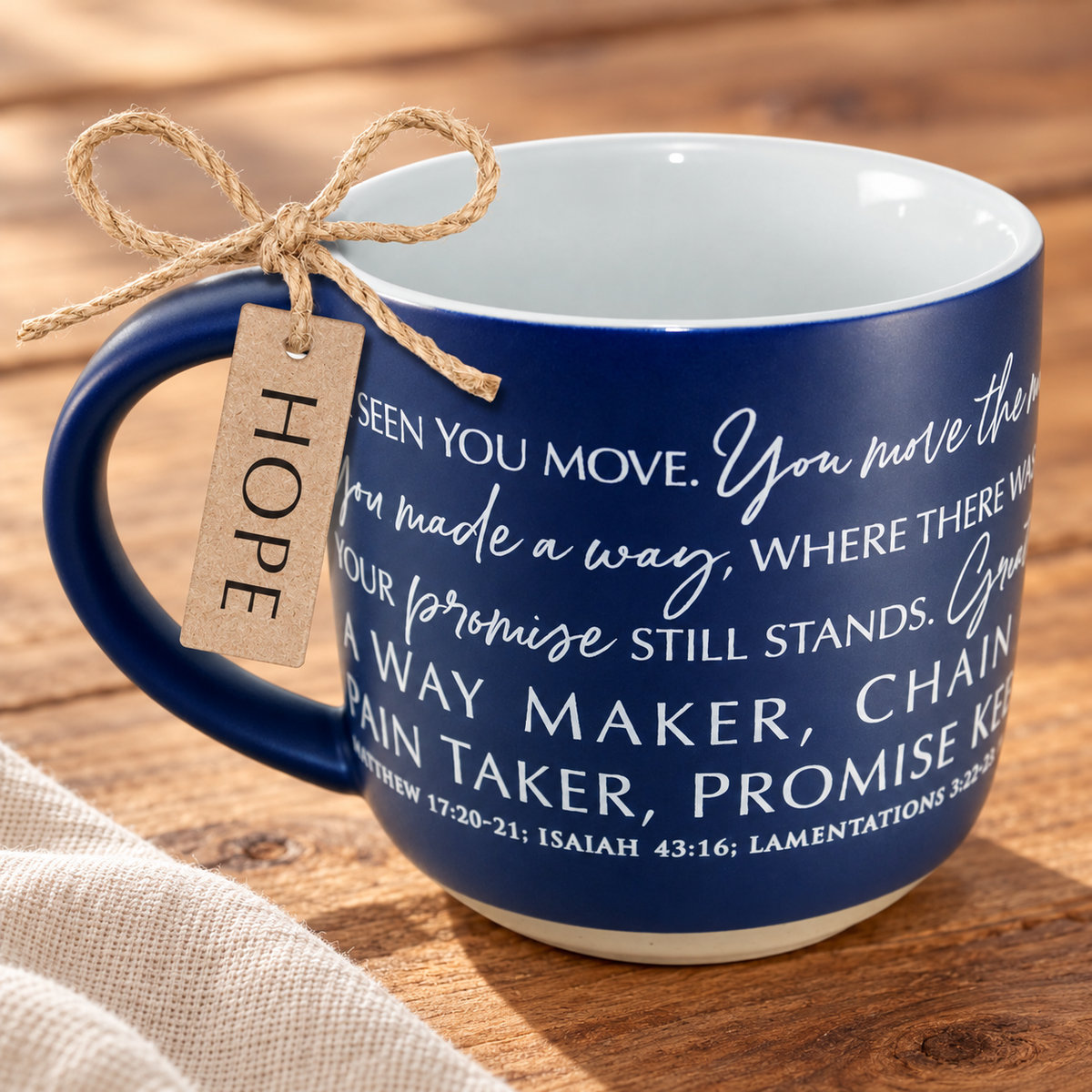 Ceramic Mug: Mountain Mover — Navy, 19 oz — front view
