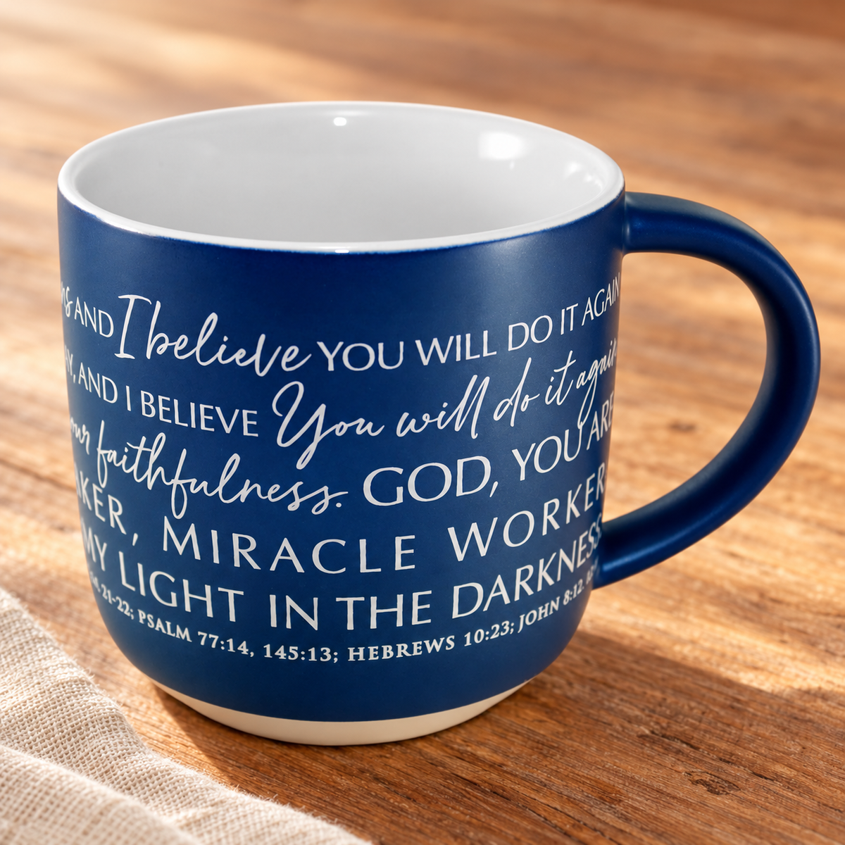 Ceramic Mug: Mountain Mover — Navy, 19 oz — detail view