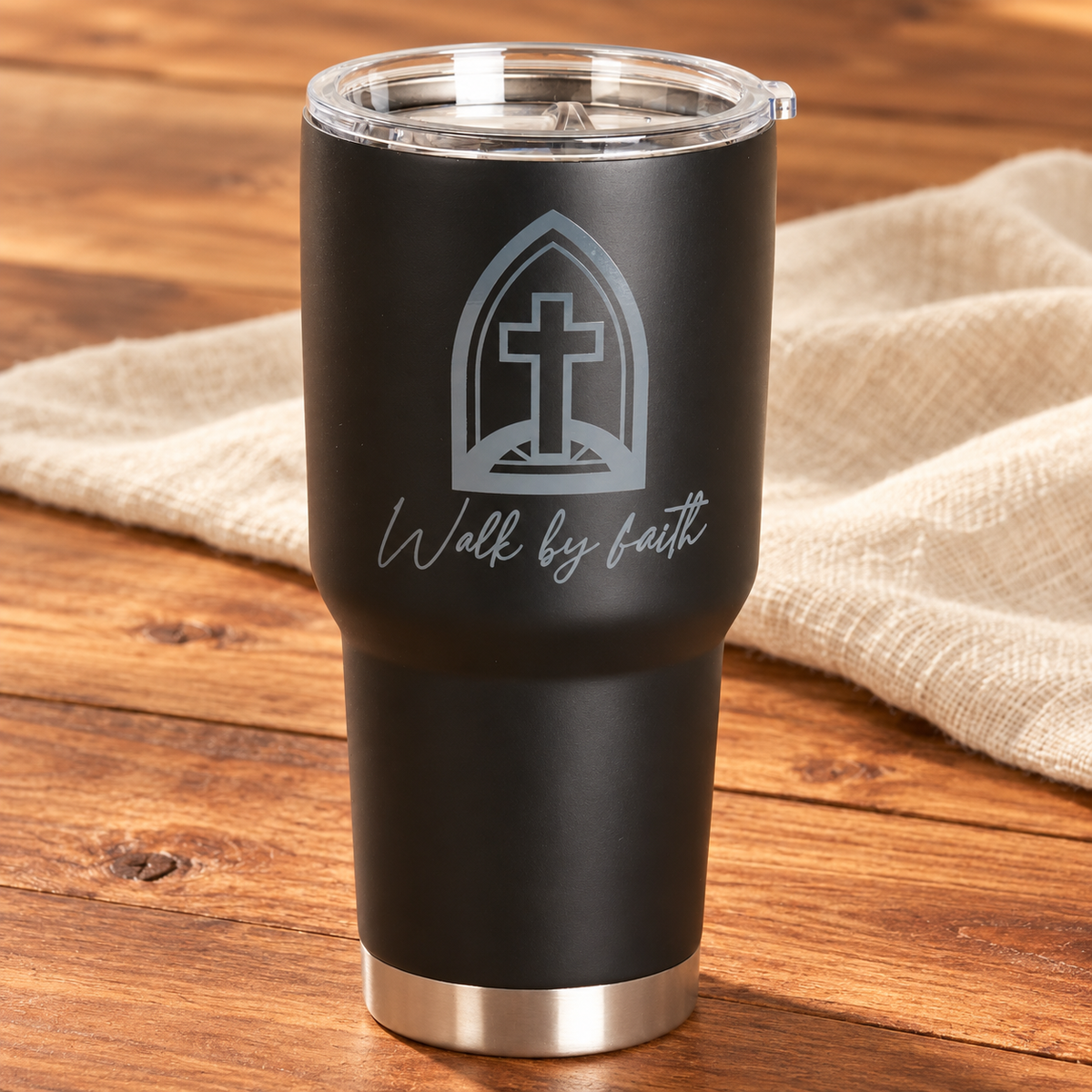 Walk by Faith black stainless-steel 30 oz tumbler