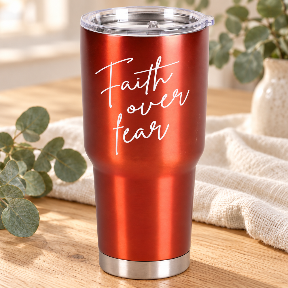 Psalm & Cedar | Red Faith Over Fear Tumbler