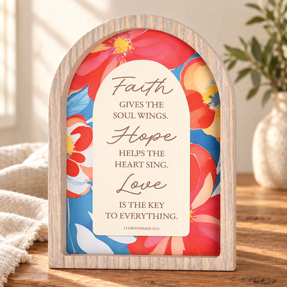 Framed Wall Art: Framed Arch Faith Give the Gray 11x15